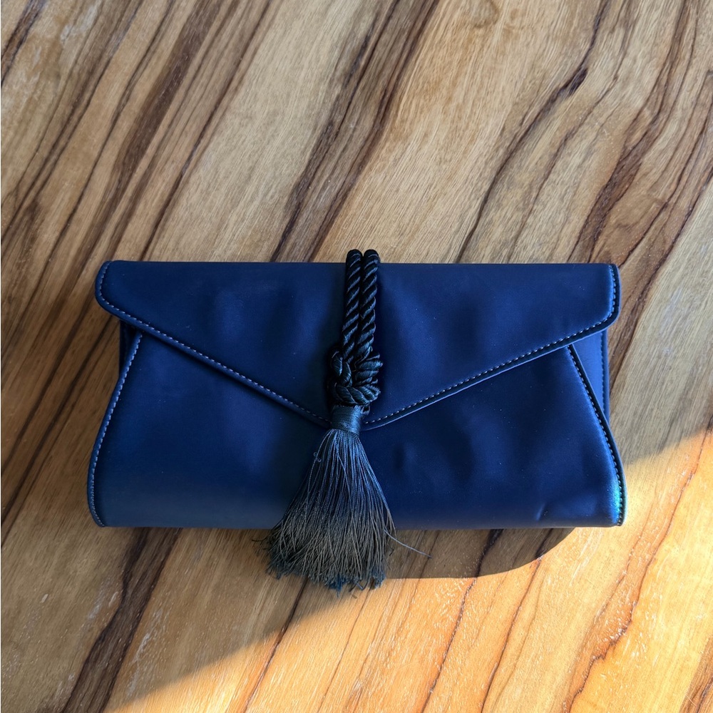 Tuckernuck Peacock Blue Satin Gabrielle Clutch